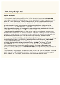Global Quality Manager (m/f)