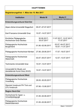 HAUPTTERMIN Registrierungsfrist: 1. M&auml;rz bis 15. Mai 2017