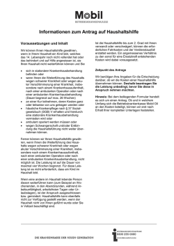 Informationen zum Antrag auf Haushaltshilfe