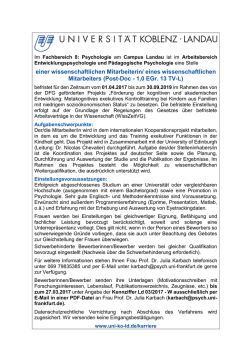 eines wissenschaftlichen Mitarbeiters (Post-Doc - 1,0 EGr. 13 TV-L)