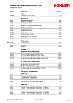 HOHNER Educational Preisliste 2017 - Hohner