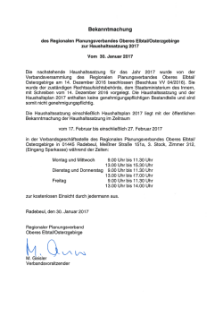 Bekanntmachung - Regionaler Planungsverband Oberes Elbtal