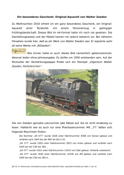 Ein besonderes Geschenk: Original-Aquarell von Walter Zeeden Zu
