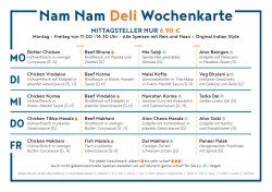 Nam Nam Deli Wochenkarte