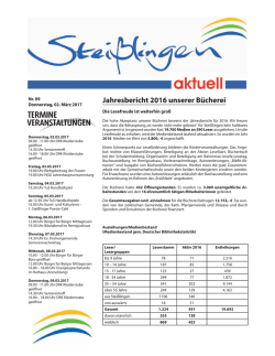 Jahresbericht 2016 unserer B&uuml;cherei