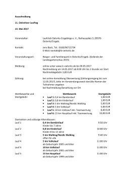 Ausschreibung 11. Oelsnitzer Lauftag 14. Mai 2017 Veranstalter