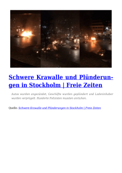 Schwere Krawalle und Plünderungen in Stockholm | Freie Zeiten