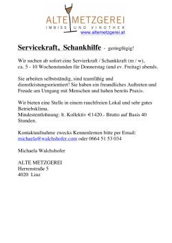 Servicekraft/Schankhilfe geringfügig, Alte Metzgerei, Linz