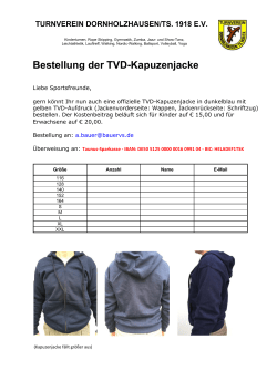 Bestellung der TVD-Kapuzenjacke - Turnverein Dornholzhausen/Ts
