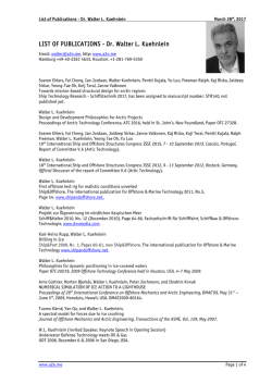 LIST OF PUBLICATIONS - Dr. Walter L. Kuehnlein