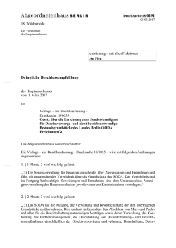Dringliche Beschlussempfehlung