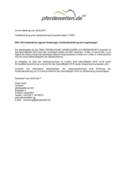 EBIT 2016 oberhalb der eigenen Erwartungen
