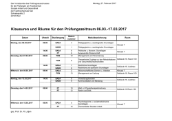 Klausuren und Räume für den Prüfungszeitraum 06.03