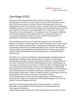 One-Pager GTEC - German Tech Entrepreneurship Center