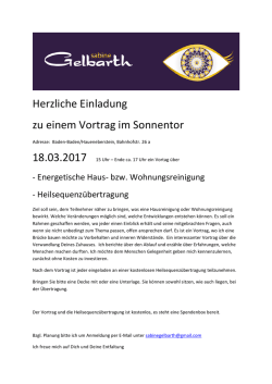 Herzliche Einladung zu einem Vortrag im Sonnentor
