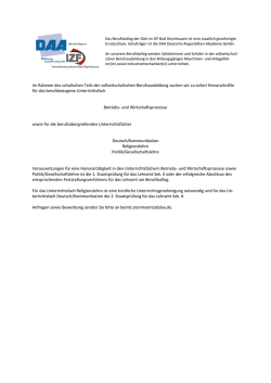 Honorarkr&auml;fte f&uuml;r das berufsbezogene Unterrichtsfach Betriebs