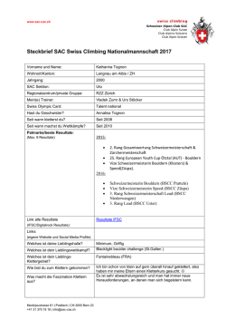 Steckbrief SAC Swiss Climbing Nationalmannschaft 2017