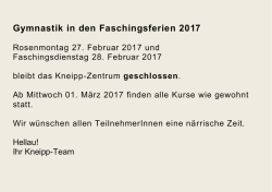 Gymnastik in den Faschingsferien 2017