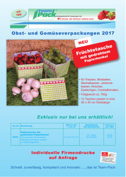 Obst- und Gemüseverpackungen 2017 Früchtetasche Exklusiv nur