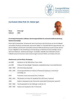 Curriculum Vitae Prof. Dr. Heiner Igel
