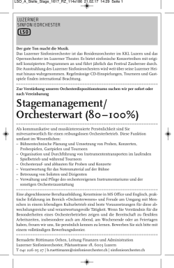 Stagemanagement/ Orchesterwart (80– 100%)