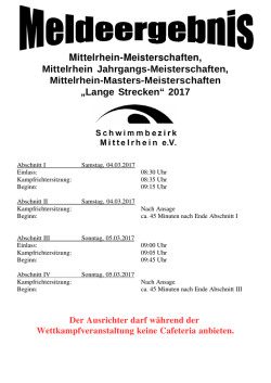 Meldeergebnis - SchwimmBezirk Mittelrhein eV