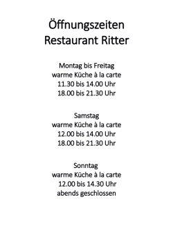 Öffnungszeiten Restaurant Ritter