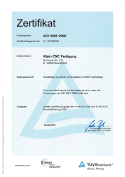 Zertifikat - Klein CNC Fertigung