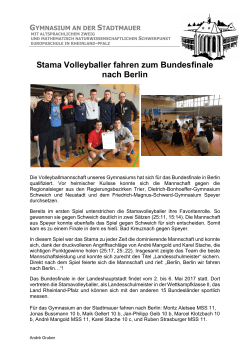 Stama Volleyballer fahren zum Bundesfinale nach Berlin