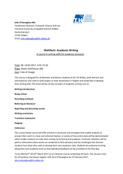 Wahlfach: Academic Writing