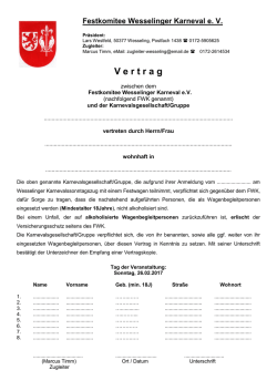 Vertrag für Wagenengel - Festkomitee Wesselinger Karneval