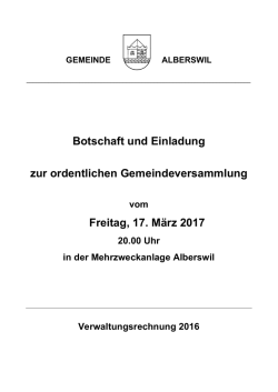 Einladung und Botschaft zur Gemeindeversammlung