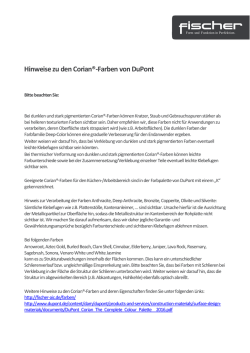 Hinweise zu den Corian®-Farben von DuPont