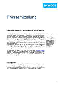 Pressemitteilung - HOWOGE Wohnungsbaugesellschaft mbH