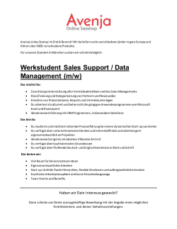 Werkstudent Sales Support / Data Management (m/w)
