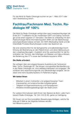 Fachfrau/Fachmann Med. Techn. Ra- diologie HF 100%