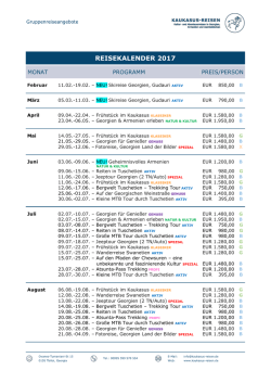 Reisekalender 2017 - Kaukasus