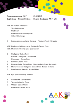 Startreihenfolge Rosenmontagszug - 27.02.2017