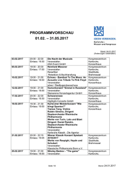 programmvorschau 01.02. – 31.05.2017 - Karlsruher Messe