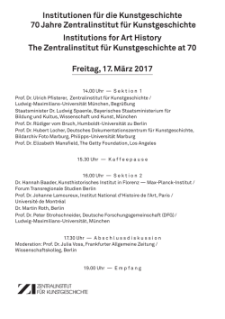 Institutionen f&uuml;r die Kunstgeschichte 70 Jahre Zentralinstitut f&uuml;r