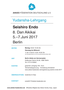 Yudansha-Lehrgang Seishiro Endo 8. Dan Aikikai 5.–7.Juni 2017