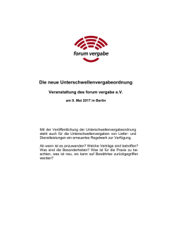 Die neue Unterschwellenvergabeordnung