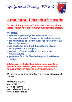 Jugendtrainer gesucht - Sportfreunde Dönberg
