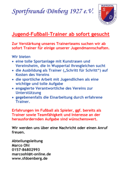 Jugendtrainer gesucht - Sportfreunde Dönberg