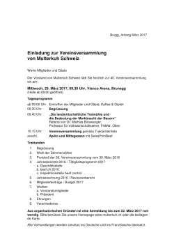 Einladung zur Vereinsversammlung von Mutterkuh Schweiz
