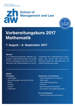 Vorbereitungskurs 2017 Mathematik