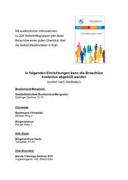 In folgenden Einrichtungen kann die Brosch&uuml;re kostenlos abgeholt