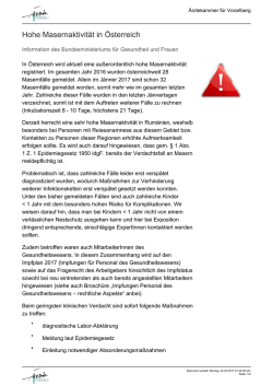Hohe Masernaktivit&auml;t in &Ouml;sterreich