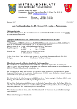 Mitteilungsblatt der Gemeinde Tagmersheim Ausgabe 01/2017