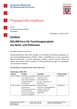 826.000 Euro für Forschungsprojekte aus Nord